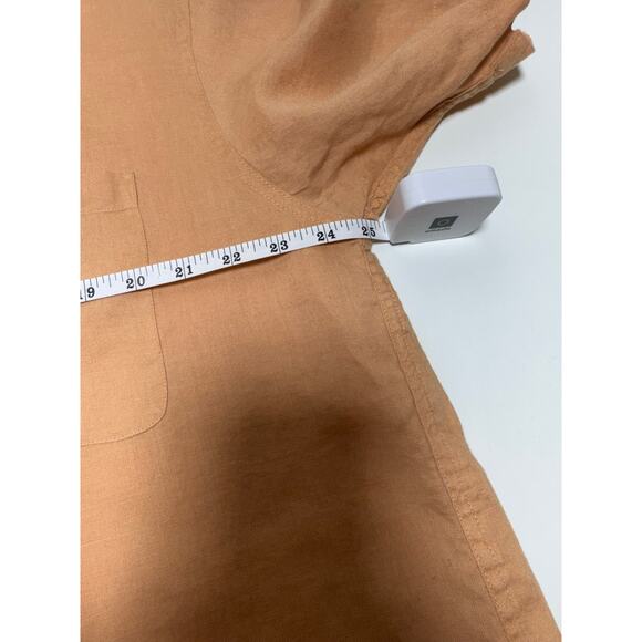 Sette Ponte Shirt Linen Button Front Short Sleeve Shirt Copper Color Beach - Picture 6 of 8